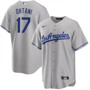 68631bc00d1dc_1 Men's Los Angeles Dodgers #17 Shohei Ohtani Grey Cool Base Stitched Jersey