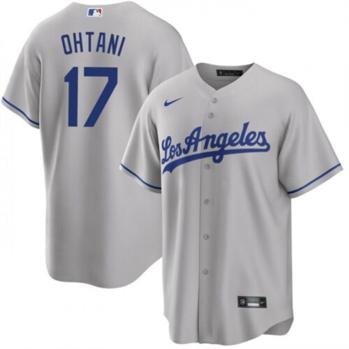 68631bc00d1dc_1 Men's Los Angeles Dodgers #17 Shohei Ohtani Grey Cool Base Stitched Jersey