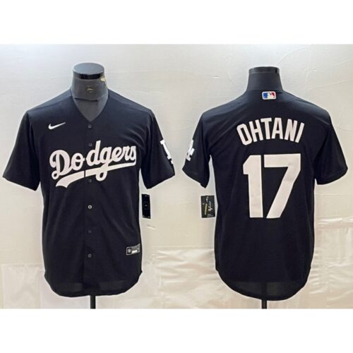 68631bc2e4e49_1 Men's Los Angeles Dodgers #17 Shohei Ohtani Black Cool Base Stitched Jersey