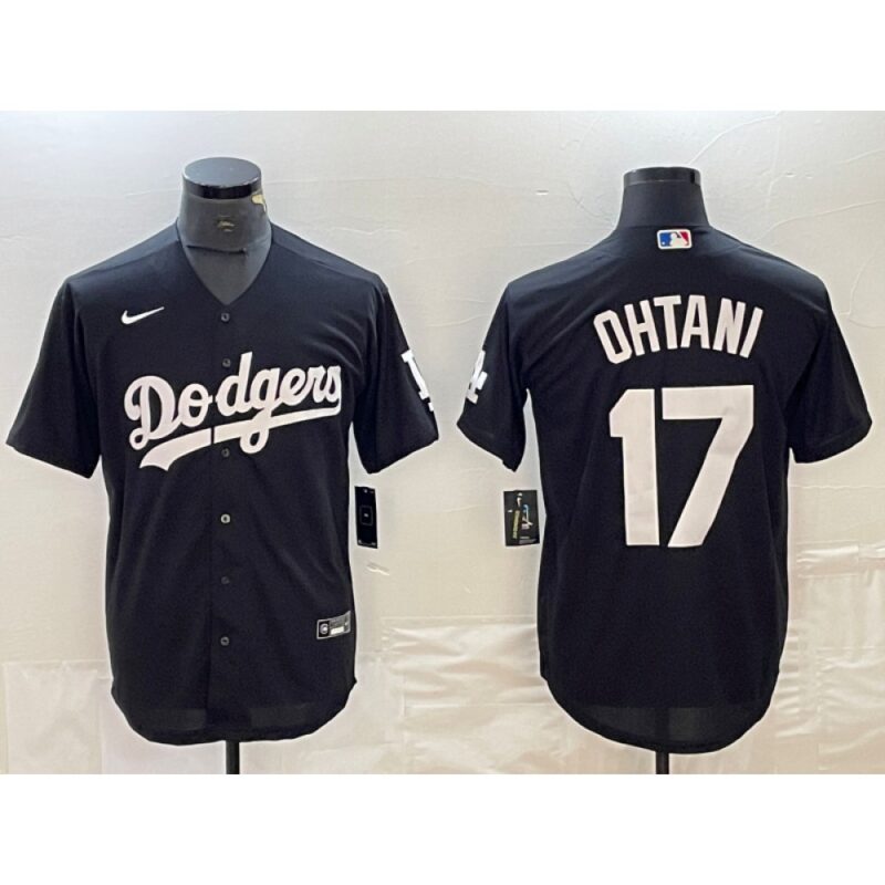 68631bc2e4e49_1 Men's Los Angeles Dodgers #17 Shohei Ohtani Black Cool Base Stitched Jersey