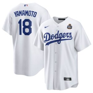68631bd6e5b69_1 Men's Los Angeles Dodgers #18 Yoshinobu Yamamoto White 2024 World Series Home Replica Player Jersey