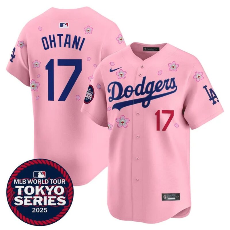 68631c072c8a1_1 Men's Los Angeles Dodgers #17 Shohei Ohtani Pink Tokyo 2025 Cool Base Stitched Baseball Jersey
