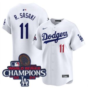 68631c18832a7_1 Men's Los Angeles Dodgers #11 Roki Sasaki White 2024 World Series Champions Home Limited Stitched Baseball Jersey