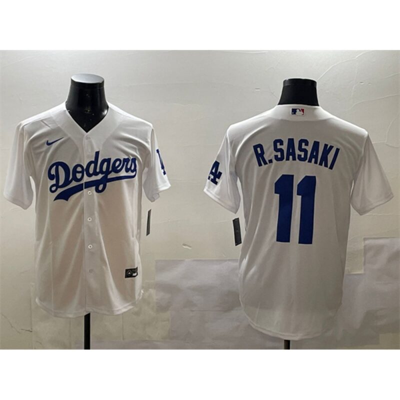 68631c1f8688b_1 Men's Los Angeles Dodgers #11 Roki Sasaki White Cool Base Stitched Baseball Jersey