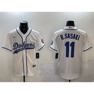 68631c2275a91_1 Men's Los Angeles Dodgers #11 Roki Sasaki White With Patch Cool Base Stitched Baseball Jersey