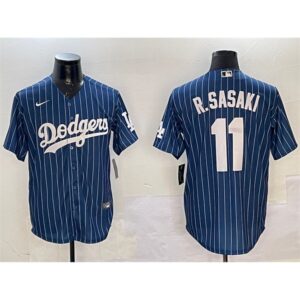 68631c53ae81b_1 Men's Los Angeles Dodgers #11 Roki Sasaki Navy Cool Base Stitched Baseball Jersey