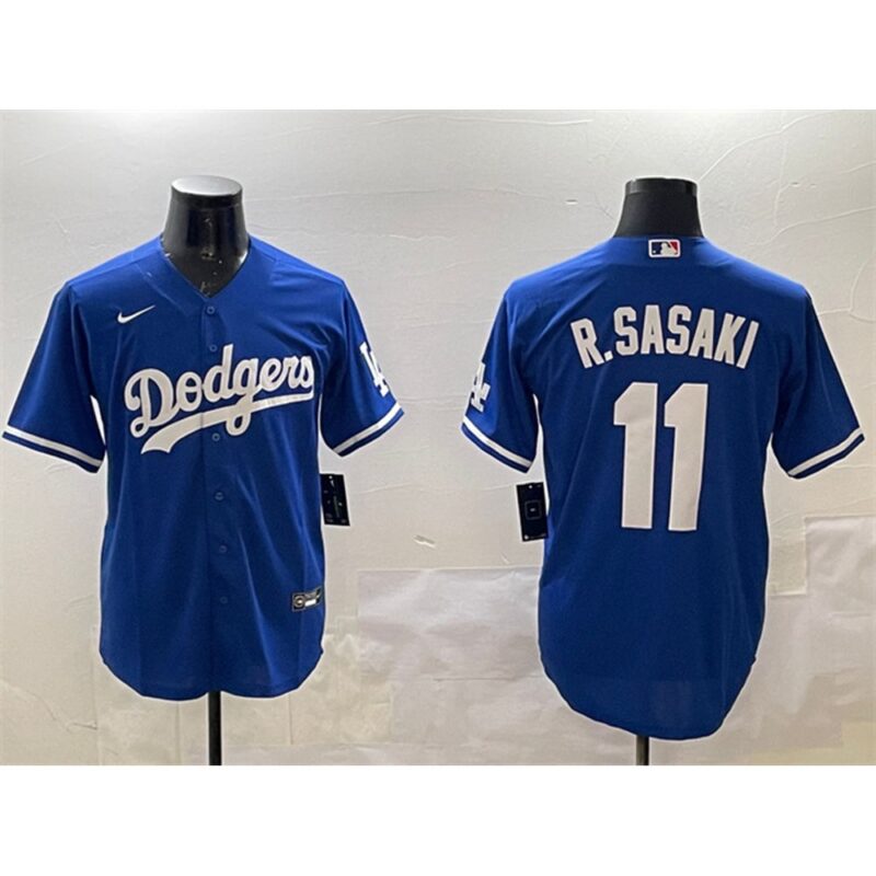 68631c641a178_1 Men's Los Angeles Dodgers #11 Roki Sasaki Royal Cool Base Stitched Baseball Jersey