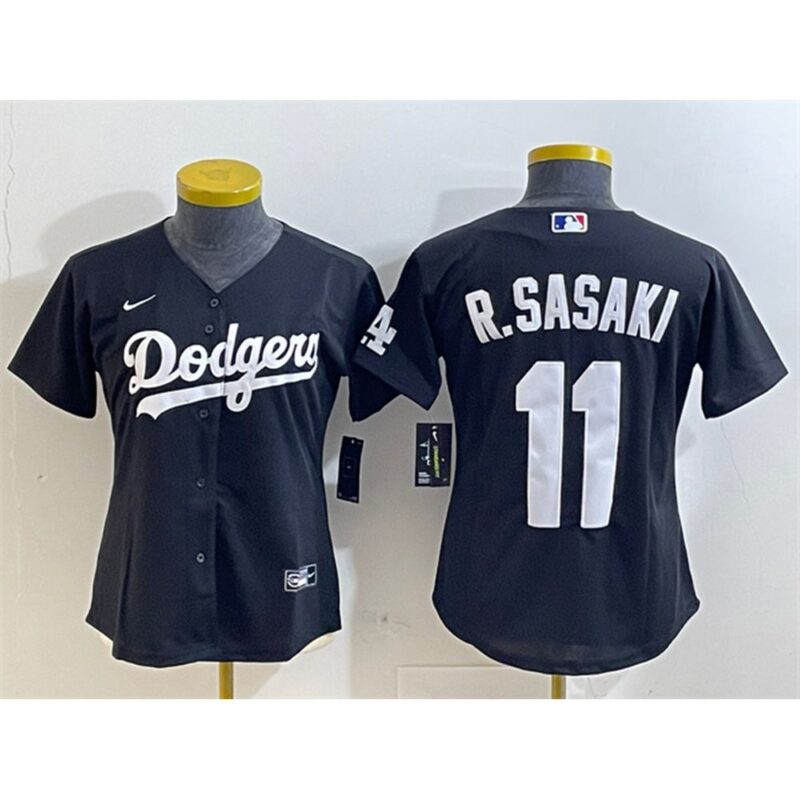 68631c6711572_1 Women's Los Angeles Dodgers #11 Roki Sasaki Black Cool Base Stitched Baseball Jersey(Run Small)