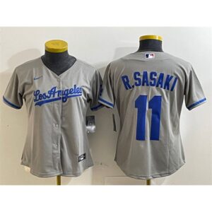 68631c6996369_1 Women's Los Angeles Dodgers #11 Roki Sasaki Grey Cool Base Stitched Baseball Jersey(Run Small)