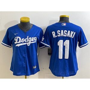 68631c70e9b21_1 Women's Los Angeles Dodgers #11 Roki Sasaki Royal Cool Base Stitched Baseball Jersey(Run Small)