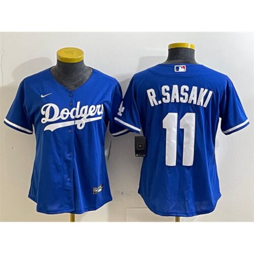 68631c70e9b21_1 Women's Los Angeles Dodgers #11 Roki Sasaki Royal Cool Base Stitched Baseball Jersey(Run Small)