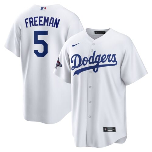 68631d6b48eb9_1 Men's Los Angeles Dodgers #5 Freddie Freeman White 2024 World Series Champions Home Replica Player Jersey