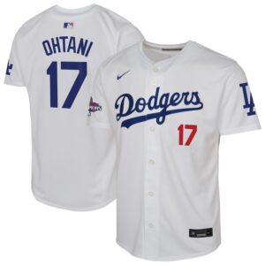 68631d713cd3d_1 Youth Los Angeles Dodgers #17 Shohei Ohtani White 2024 World Series Champions Limited Player Jersey