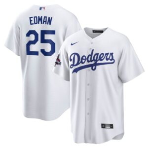 68631d7b50456_1 Men's Los Angeles Dodgers #25 Tommy Edman White 2024 World Series Champions Home Replica Player Jersey