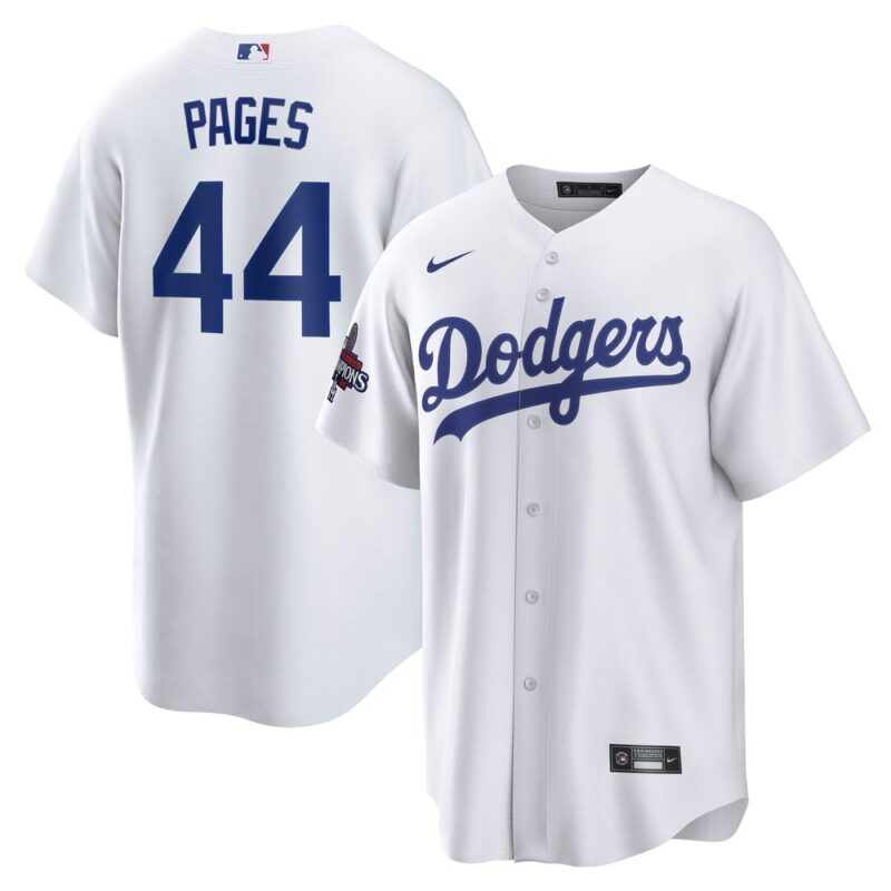68631d7e601e7_1 Men's Los Angeles Dodgers Andy Pages White 2024 World Series Champions Home Replica Player Jersey