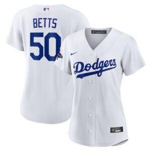 68631da159db7_1 Women's Los Angeles Dodgers #50 Mookie Betts White 2024 World Series Champions Home Replica Player Jersey