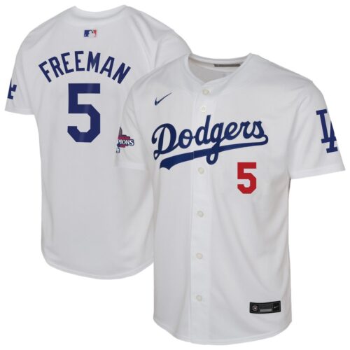 68631dbf0ab4a_1 Youth Los Angeles Dodgers #5 Freddie Freeman White 2024 World Series Champions Limited Player Jersey