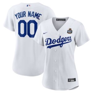 68631dd84bb28_1 Women's Los Angeles Dodgers White 2024 World Series Home Home Custom Replica Jersey