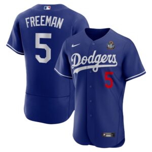 68631ddda5c93_1 Men's Los Angeles Dodgers #5 Freddie Freeman Royal 2024 World Series Alternate Authentic Player Jersey