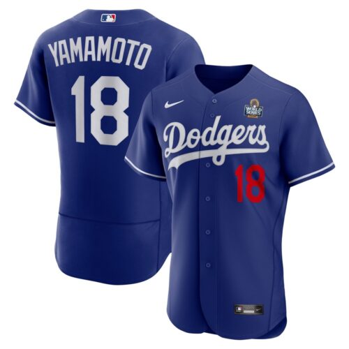 68631df7e032e_1 Men's Los Angeles Dodgers #18 Yoshinobu Yamamoto Royal 2024 World Series Alternate Authentic Player Jersey