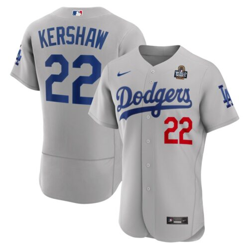 68631dfb33da6_1 Men's Los Angeles Dodgers #22 Clayton Kershaw Gray 2024 World Series Alternate Authentic Player Jersey