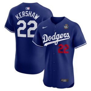 68631dfe7ba9d_1 Men's Los Angeles Dodgers #22 Clayton Kershaw Royal 2024 World Series Alternate Elite Player Jersey