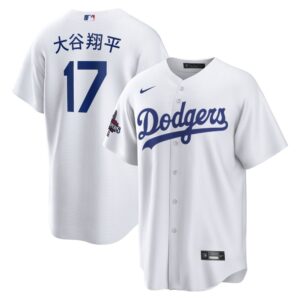 68631e0fecde6_1 Men's Los Angeles Dodgers #17 Shohei Ohtani White 2024 World Series Champions Home Japanese Characters Replica Player Jersey