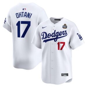 68631e12ba9e9_1 Men's Los Angeles Dodgers #17 Shohei Ohtani White 2024 World Series Home Limited Player Jersey