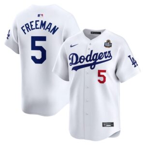 68631e158e8c3_1 Men's Los Angeles Dodgers #5 Freddie Freeman White 2024 World Series Home Limited Player Jersey
