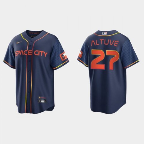 68631e292aaae_1 Youth Houston Astros #27 Jose Altuve 2022 Navy City Connect Stitched Jersey