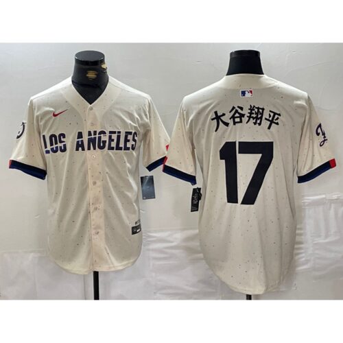 68631e3def7a7_1 Men's Los Angeles Dodgers #17 Shohei Ohtani Cream Stitched Baseball Jersey