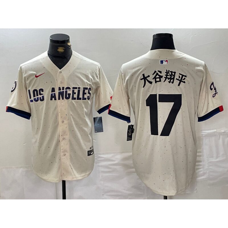 68631e3def7a7_1 Men's Los Angeles Dodgers #17 Shohei Ohtani Cream Stitched Baseball Jersey