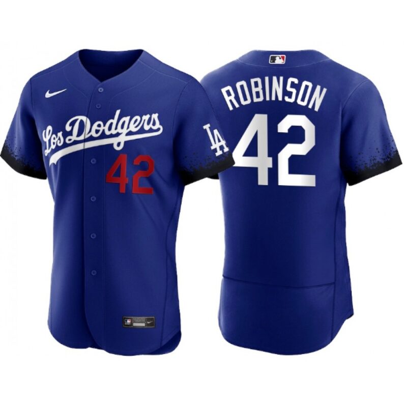 68631e4174bde_1 Men's Los Angeles Dodgers #42 Jackie Robinson 2021 Royal City Connect Flex Base Stitched Baseball Jersey