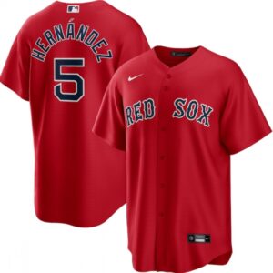 68631e550cb45_1 Men's Boston Red Sox #5 Kike Hernandez Red Cool Base Stitched Baseball Jersey