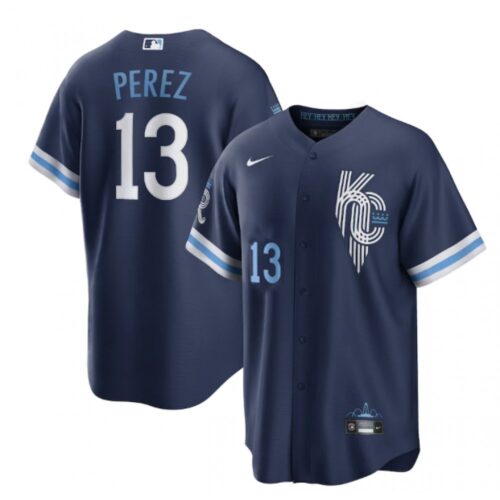 68631e60023fd_1 Men's Kansas City Royals #13 Salvador Perez 2022 Navy City Connect Cool Base Stitched Jersey