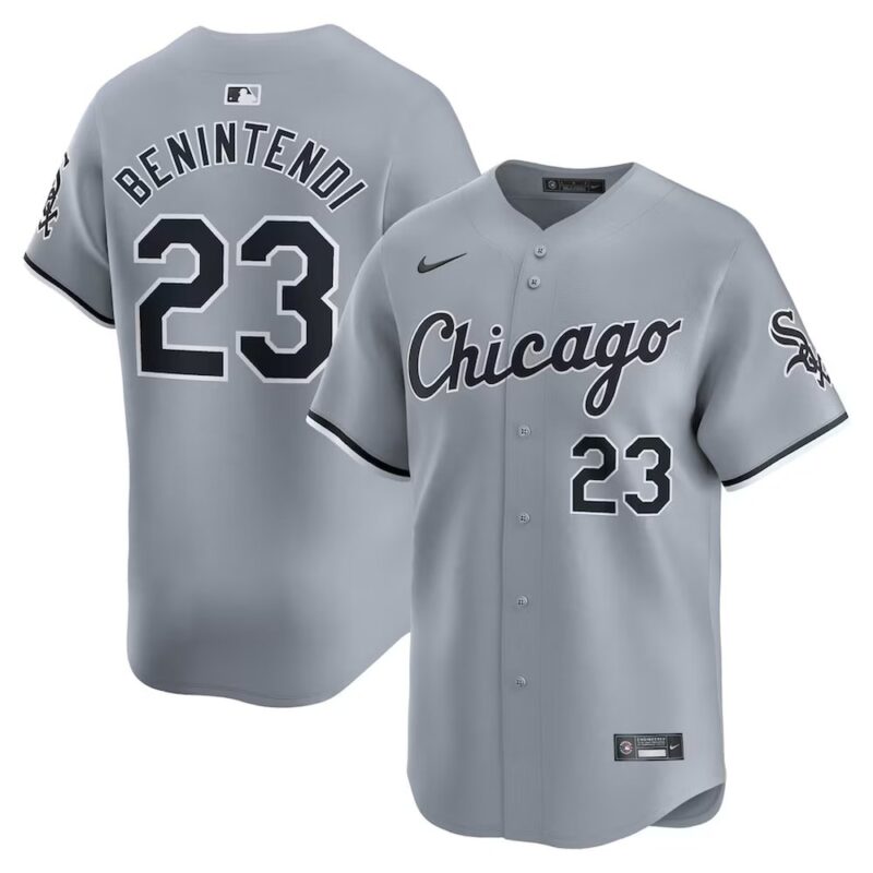 68631e68e4ae2_1 Men's Chicago White Sox #23 Andrew Benintendi Nike Gray Road Limited Player Jersey