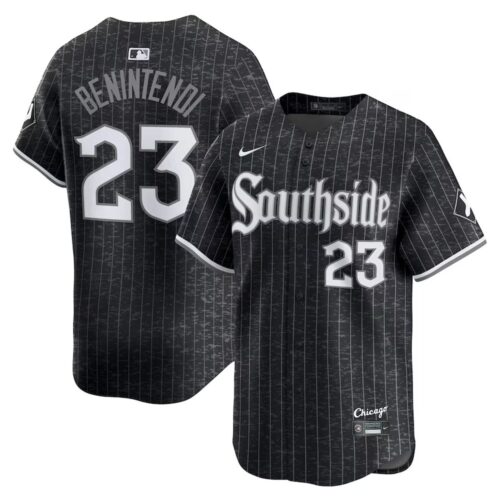 68631e89a5cd1_1 Men's Chicago White Sox #23 Andrew Benintendi Nike Black MLB Limited City Connect Jersey