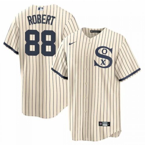 68631e9e25c50_1 Men's Chicago White Sox #88 Luis Robert 2021 Cream/Navy Name&Number Field of Dreams Cool Base Stitched Jersey