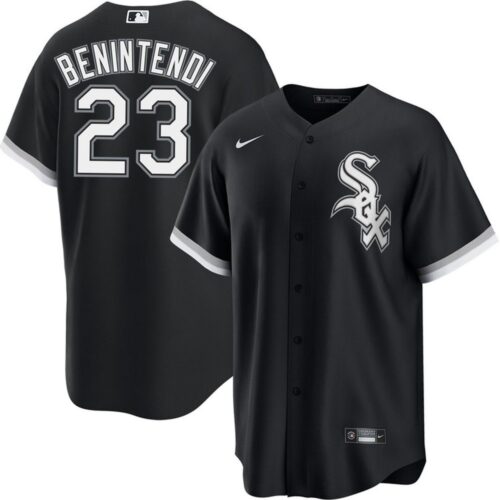 68631eac48e5c_1 Men's Chicago White Sox #23 Andrew Benintendi Nike Black Road Limited Player Jersey