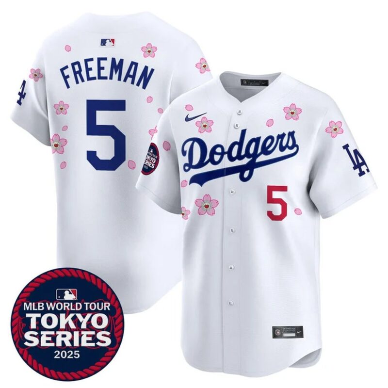 68631ec04384a_1 Men's Los Angeles Dodgers #5 Freddie Freeman White Tokyo 2025 Cool Base Stitched Baseball Jersey