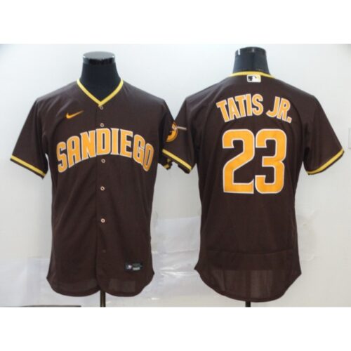 68631ed8aa6cb_1 Men's San Diego Padres #23 Fernando Tatis Jr. Coffee Flex Base Stitched MLB Jersey