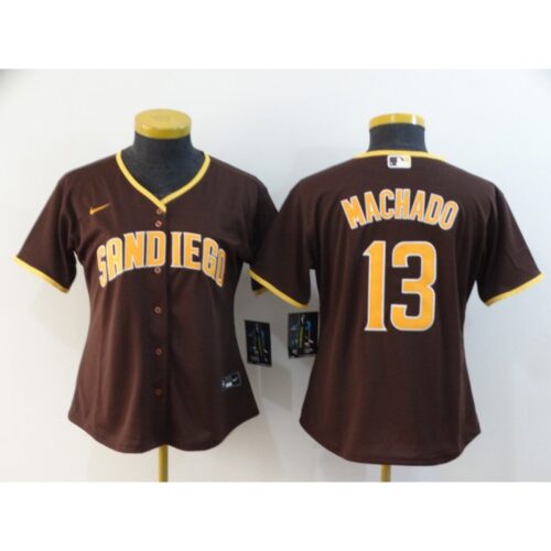 68631ee40fe1f_1 Women's San Diego Padres #13 Manny Machado Brown Cool Base Stitched MLB Jersey(Run Small)