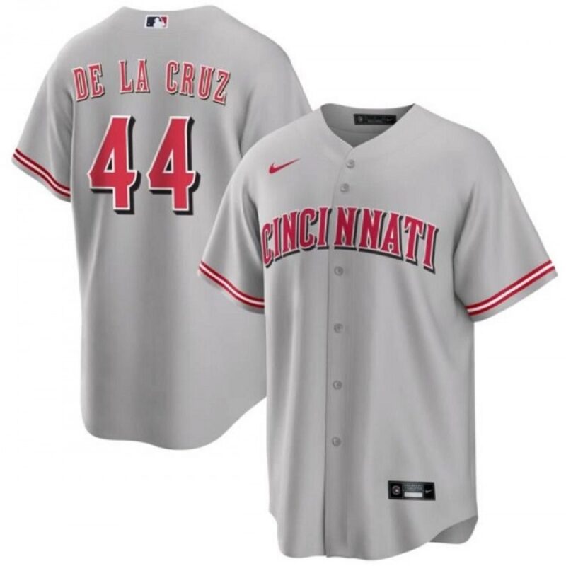 68631f51a5e8d_1 Men's Cincinnati Reds #44 Elly De La Cruz Gray Cool Base Stitched Baseball Jersey