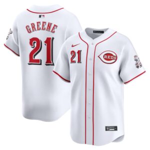 68631f74977d8_1 Men's Cincinnati Reds #21 Hunter Greene Nike White Home Limited Player Jersey