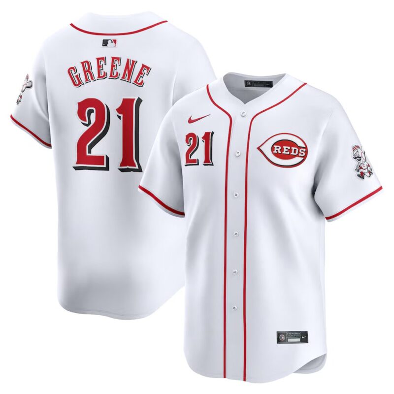 68631f74977d8_1 Men's Cincinnati Reds #21 Hunter Greene Nike White Home Limited Player Jersey
