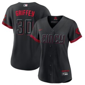 68631f959ec7d_1 Women's Cincinnati Reds #30 Ken Griffey Jr. Black 2023 City Connect Stitched Baseball Jersey(Run Small)