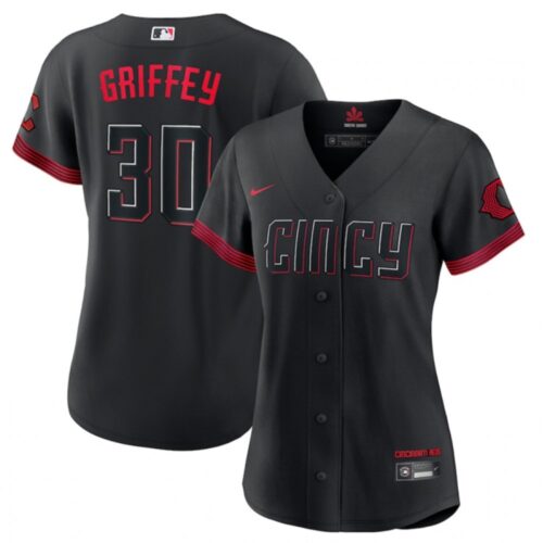 68631f959ec7d_1 Women's Cincinnati Reds #30 Ken Griffey Jr. Black 2023 City Connect Stitched Baseball Jersey(Run Small)
