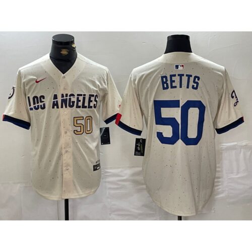68631fa335dc2_1 Men's Los Angeles Dodgers #50 Mookie Betts Cream Stitched Baseball Jersey