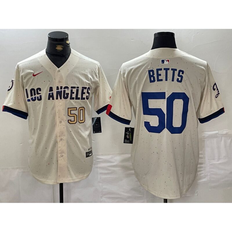68631fa335dc2_1 Men's Los Angeles Dodgers #50 Mookie Betts Cream Stitched Baseball Jersey