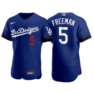 68631fac54cb3_1 Men's Los Angeles Dodgers #5 Freddie Freeman Royal City Connect Flex Base Stitched Jersey